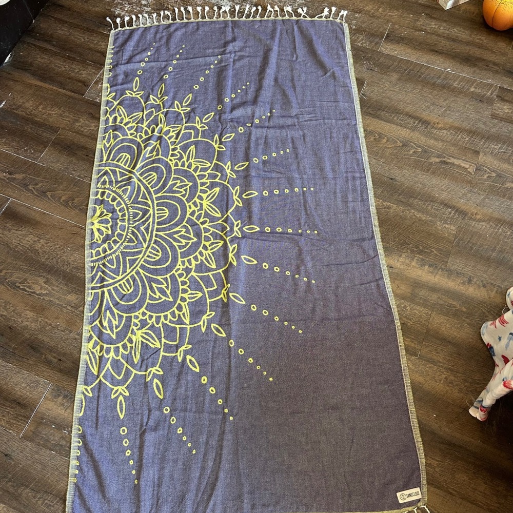 Sand Cloud Flower Mandala Grape Purple Turkish Organic Cotton Beach Towel S2301